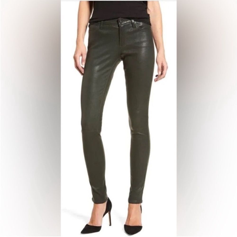 Nwot Ag Y2k 100% Lamb Leather The Leggings Supper Skinny In Climbing Ivy Size 26